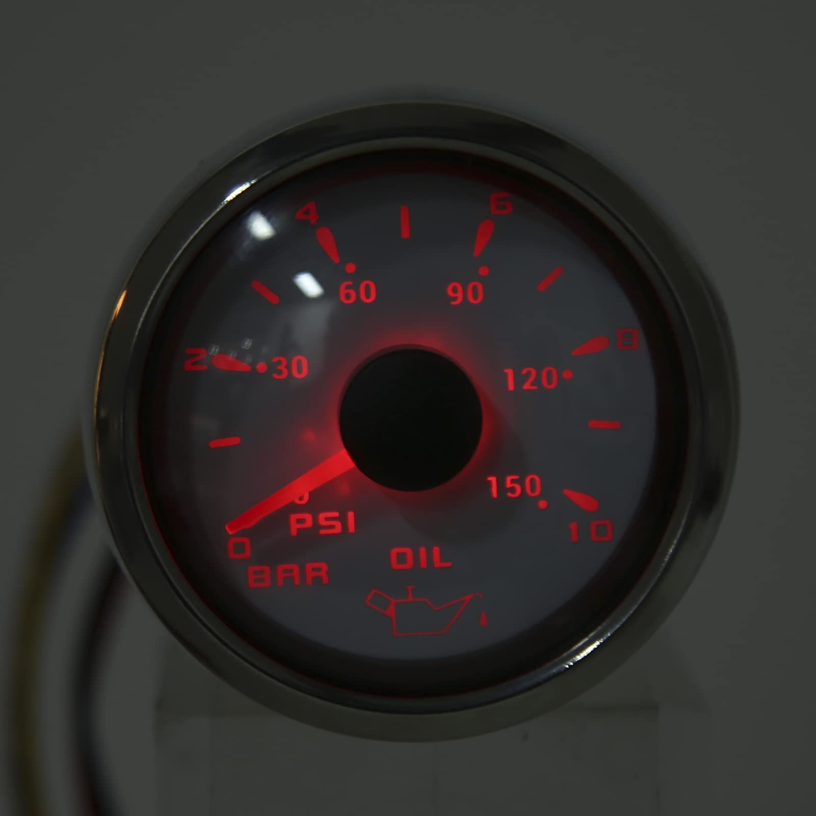 Indicatore di Pressione del Carburante, Indicatore di Pressione Dell'olio 52mm/2.0in 10‑184Ω Retroilluminazione Colorata Regolabile Universale per Auto e Barche(bianco) Manometro dell'olio Manometri