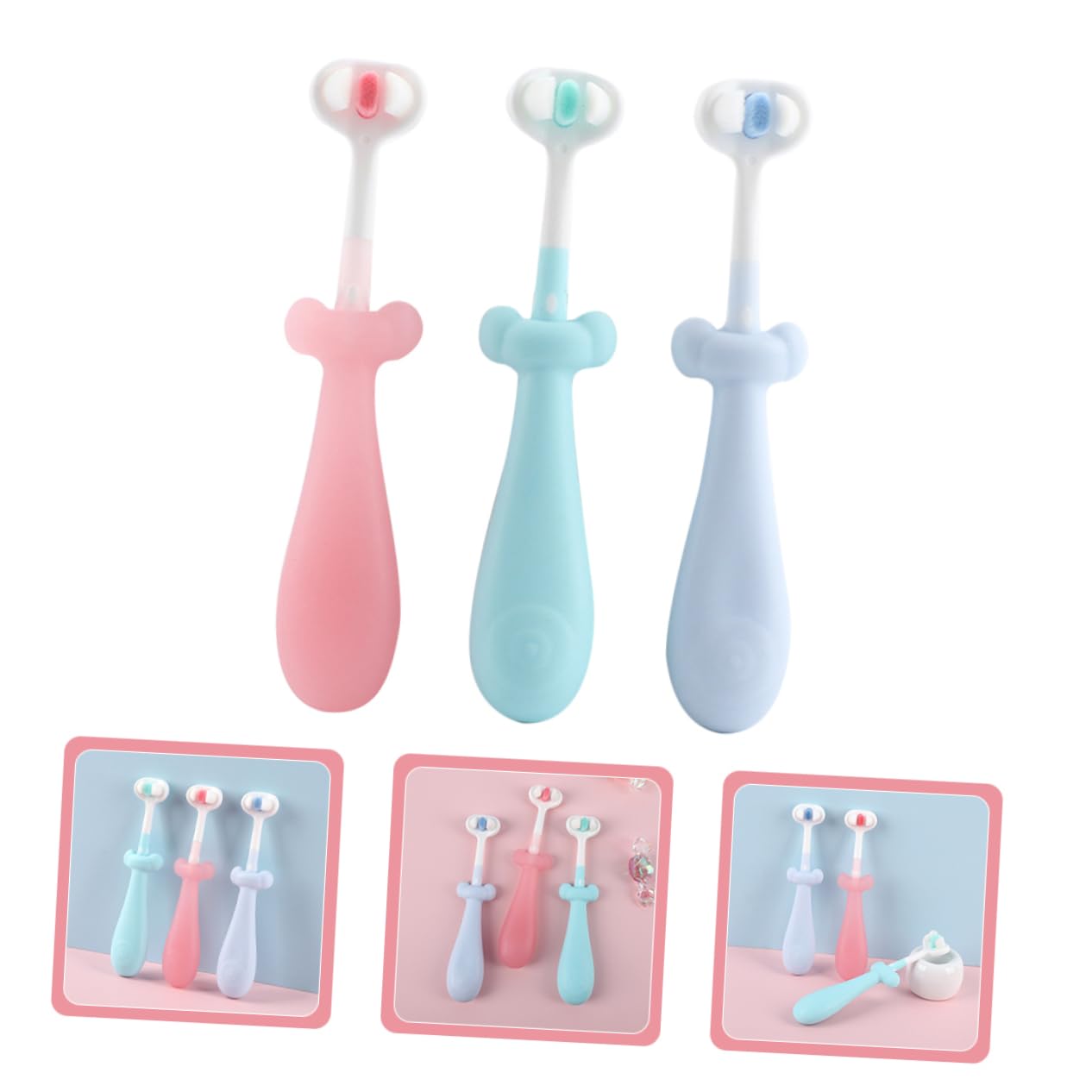 5 Set Spazzolini Per Antiscivolo E Setole Morbide Spazzolino Carino Per Denti Per Orale Dei Piccoli 3 Pezzi*5