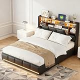 Yeutre - Cama con arcón de 160 x 200 cm, cama hidráulica para