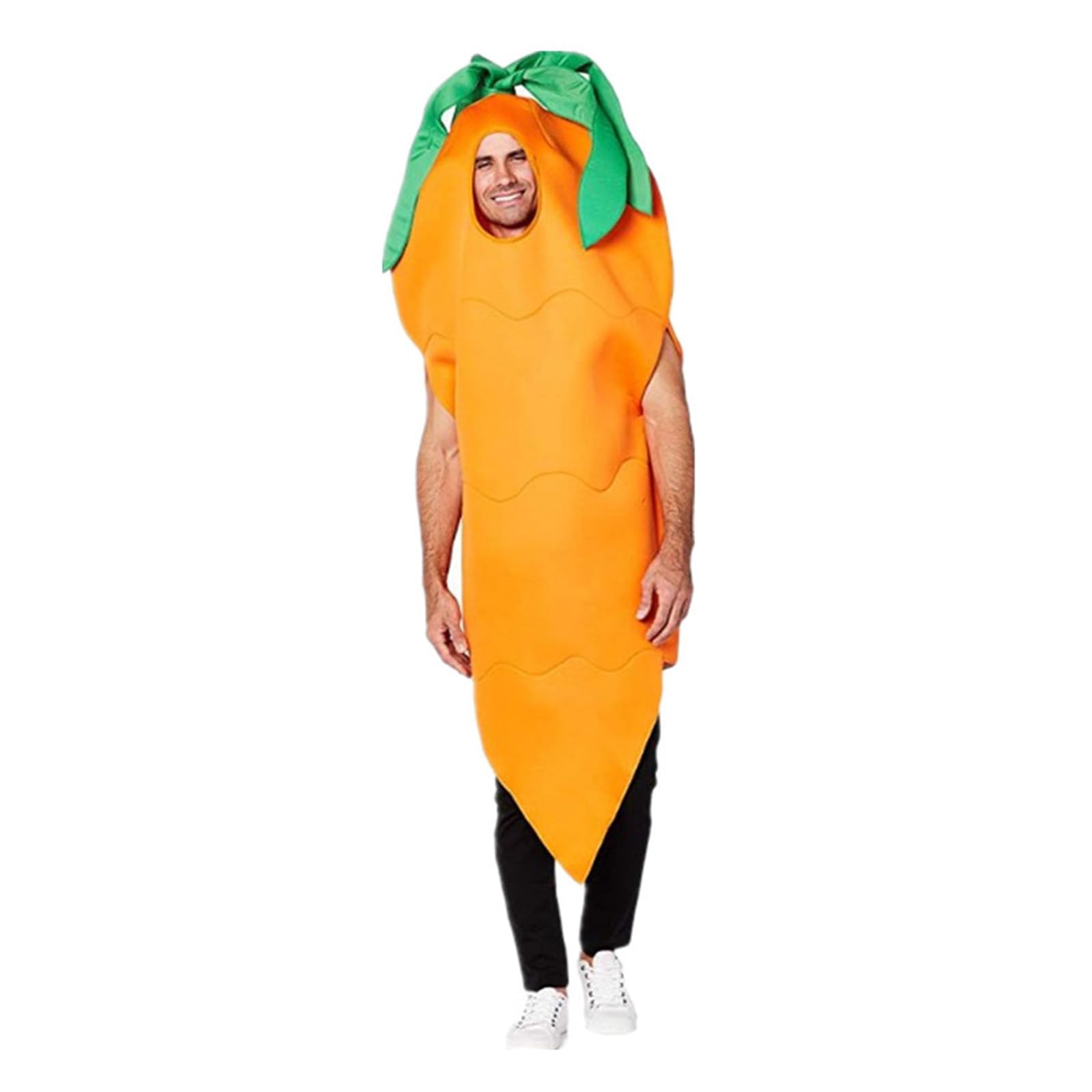Adult Carrot Costume – Funny Vegetable Fancy Dress Outfit – One Size Orange Food Costume for Halloween Carnival Party Cosplay for Men and Women(Carrot)