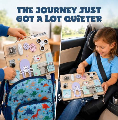 Image of Jumble Dream Montessori Busy Board, Sensory Toddler Toy 3+, Pastel Party