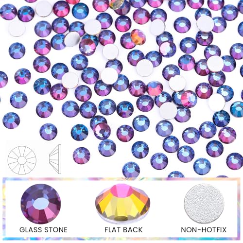Image of Flatback Rhinestones Non Hotfix Rhinestones for Crafts Glass Nail rhinestones Nail Gems Crystals Rhinestones for Makeup Bags Shoes Decoration DIY(SS6,1440pcs,Blue Flame)