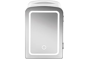 Chefman Iceman Portable Mirrored Skin Care Fridge with Cow Print