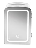Iceman Portable Mirrored Beauty Fridge With LED Lighting 4L Mini Refrigerator, Skin Care, Makeup Storage, w/Mirror & Light, Chill Serums And Face Masks, For Desktop Or Travel, Cool & Heat