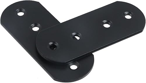 Miniatura 3 de T Tulead Soportes planos de metal rectos de 4 agujeros negros de 3.7 x 1.5 pulgadas, 6 unidades con tornillos de montaje