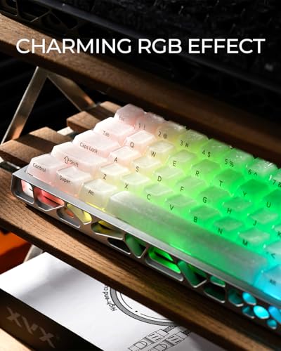 Image of GMKWTL XVX Frost Jelly Keycaps, Forged Carbon-Look Keyboard Keycaps, Cherry Profile Keycap Sets for Mechanical Keyboard with MX Switches(White)