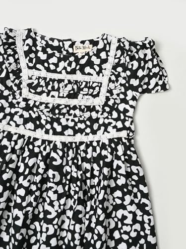 Image of mini mama by Bella Moda Front All Over Laces Printed Dress Comes with A Bloomer (Navy, 3-6M)