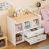 MSFE Table a Langer Bebe, 2 et 1 Commode a Langer Bebe avec Amovible Plan a Langer, Compacte Enfant Meuble Tables à Langer en Bois avec 2 Tiroirs et 3 Ouverts, 94.7x40x81.2cm, Blanc