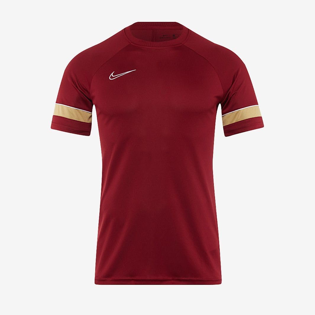 Nike Boy's Dri-FIT Academy 21 Short Sleeve, Team Red/White/Jersey Gold/White, XL