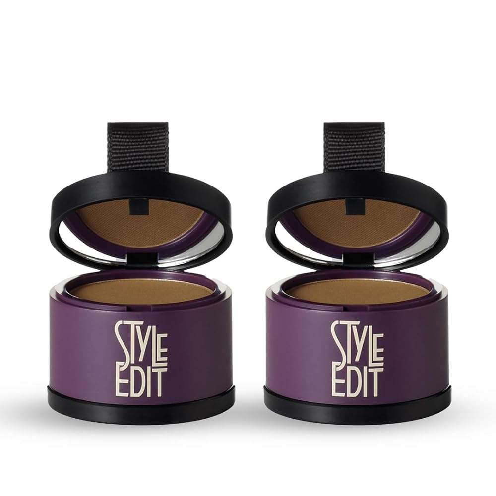 Root Touch Up Powder by Style Edit | Cover Up Hair Color for Grays and Roots | Light Brown Mineral Infused Binding Hairline Powder - 2 Pack