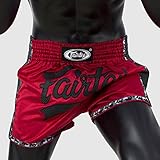 Fairtex BS1703 Muay Thai Box-Shorts, schmal, Rot / Schwarz