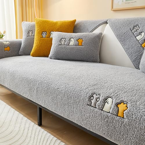Funda de sofá seccional en forma de L de felpa gris 110x180cm 2