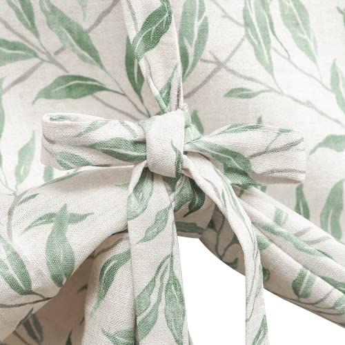 Vogol Tie Up Window Shade Rod Pocket Panel, Lovely Leaf Print Curtains For Kitchen Windows 63 Inch Length Curtain Panels For Bathroom Small Cafe, Green #TOP2