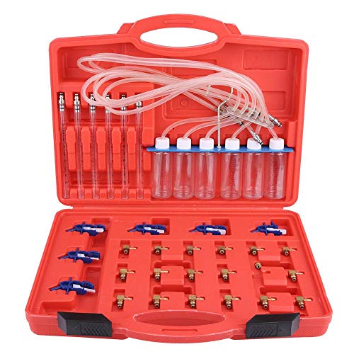 Common Rail Diesel Injector Flow Meter, Keenso Diesel Injector Flow Diagnostic Cylinder Common Rail Adapter Tester Fuel Line Test Tool Kit W/Storage Box