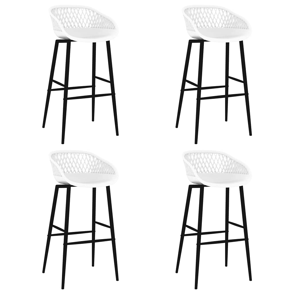 Juego de bar moderno de 5 piezas, mesa de bar con 4 taburetes de bar, negro y blanco, 120 x 60 x 105 cm, mesa alta con tablero de fibra de densidad media y patas de metal con aspecto de madera