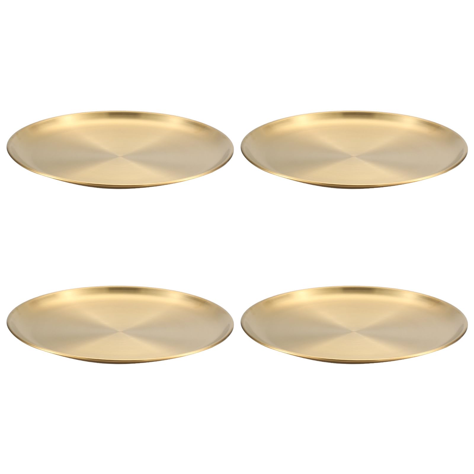 Buxuaaaa Gold Of 4 Multipurpose Dining Plate 304Stainless Steel Kitchen Plate Set Serving Plates Suitable For Cooking Enthusiasts Camping Salad