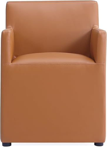 Miniatura 5 de Manhattan Comfort Anna - Silla cuadrada moderna de comedor con brazos, tapizada de piel sintética de la cabeza a los pies con relleno de plástico