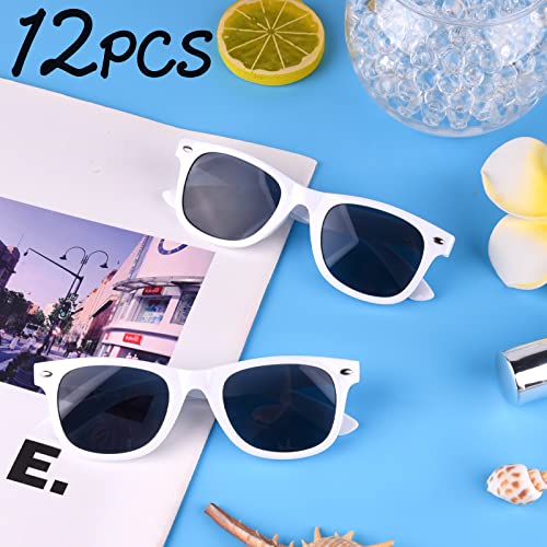 MIAHART 12 Pack Kids Party Sunglasses Bulk Summer Party Favors Retro Glasses for Boys and Girls Birthday Party Supplies, White2