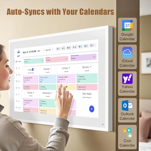 smart digital calendar 215-inch electronic wall calendars amp chore chart full hd interactive touchscreen display for family schedules plannerseamless schedulingorganizing-walldesk mountable