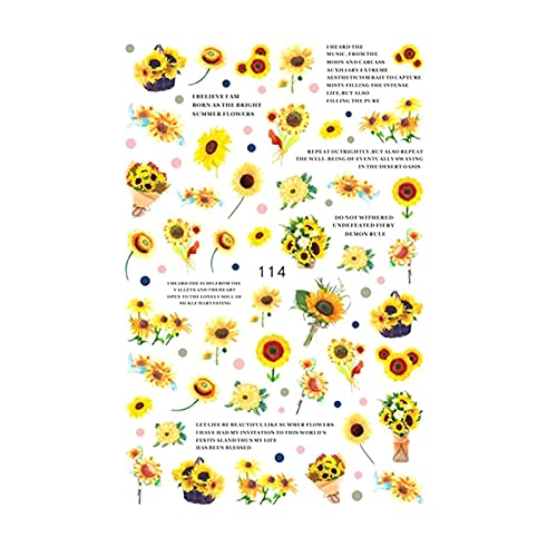 zhushuGG Nagelsticker Sunflower, Selbstklebend Kunst Aufkleber Tattoo Blumen Nail Art Sticker Wassertransfer DIY… – Bild 5