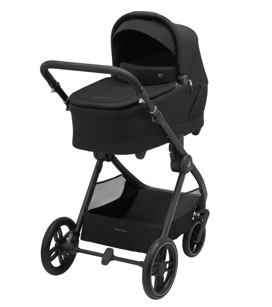Maxi-Cosi Oxford Plus Cochecito 2 en 1, incluye el capazo, 0-4 años, 0-22 kg, Plegado compacto, Asiento espacioso, reclinación ergonómica, Suspensión de última generación,Amplia cesta, Twillic Black