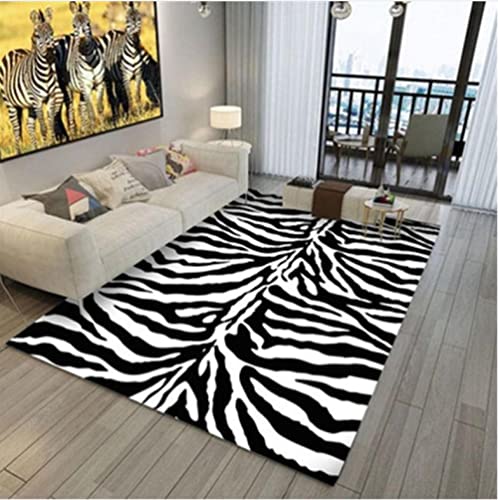 LSHTAR Zebra Muster Teppich Wohnzimmer Schlafzimmer Teppiche Anti-Rutsch-Fußmatten Teppiche...