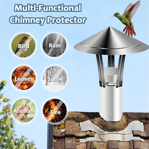 4" 6" 8" 9" 12" Round Chimney Cap, Roof Chimney Rain Cowl, Outside Stainless Steel Flue Top Cap, Fireplace Exhaust Cover for Stove Pipe Vent All Weather Protection(6in(150mm)) - Image 4