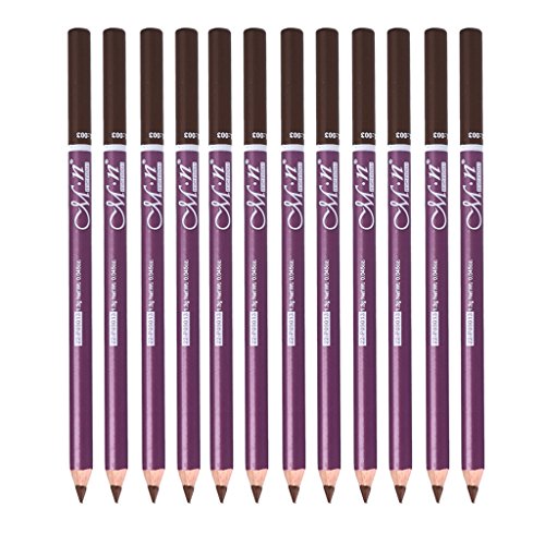 12-Piece Beauty Eyebrow Pencil Set with Brush for Perfect Makeup, & -Sweat, for Beginners, Black/Dark Brown/Brown, Trending Makeup Tool - Black image 4