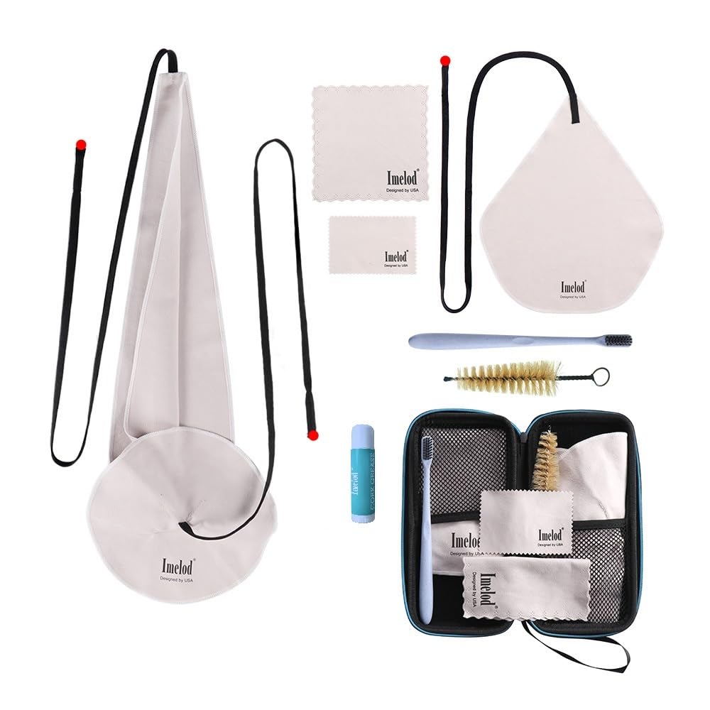 Imelod Saxophone Cleaning kit with Case for Alto Tenor Clarinet Flute and other Wind & Woodwind Struments Including Sax Cleaning Cloth(4pcs),Mouthpiece Brush gray