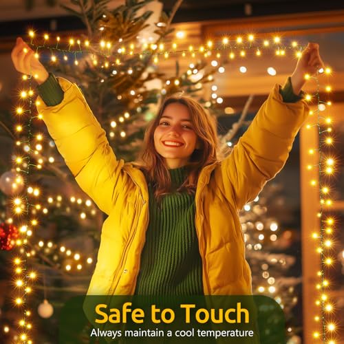 Fairy-Lights-Battery-Operated-10Ft-120LED-Twinkle-Firecracker-String-Lights-with-8-Lighting-Modes-Timer-Green-Wire-Cluster-Light-for-Outdoor-Bedroom-Wreath-Holiday-Christmas-Decoration-Warm-White Fairy Lights Battery Operated 10Ft 120LED Twinkle Firecracker String Lights with 8 Lighting Modes Timer Green Wire Cluster Light for Outdoor Bedroom Wreath Holiday Christmas Decoration Warm White