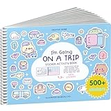 CUPKIN My First Trip Sticker + Coloring Book (500+ Stickers & 12 Scenes) Side by Side Activity Book Design, Fun Toddler Travel Essential Sticker Books for Kids 2-4, Great for Older Boys & Girls