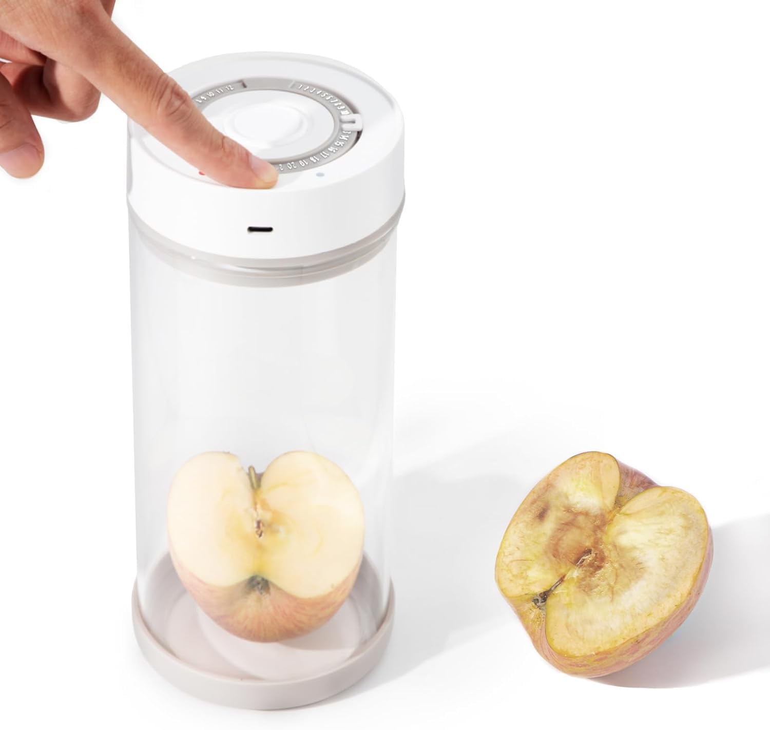 Minidiva Smart Vacuum Container, automatische elektrische luftdichte Glasbehälter für Lebensmittel Kaffee Lagerung Mahlzeit Vorbereitung (1350ml) Weiß