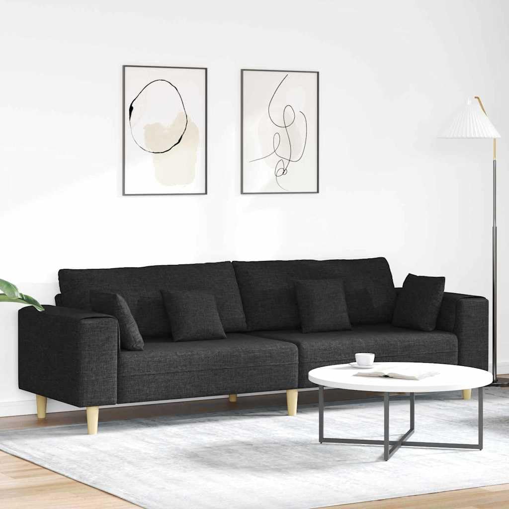 Sofa z poduszką czarna 250 x 77 x 76 cm tkanina