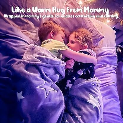 Winthome Kuscheldecke Kinder, Deck Glow In The Dark, Fleecedecke 130x170cm Weiche Flauschig, Babydecke Warme Kuschelig, Sofadecke für Mädchen Junge, Geschenke, Passend zu Allen Jahreszeiten (Stern) – Bild 6