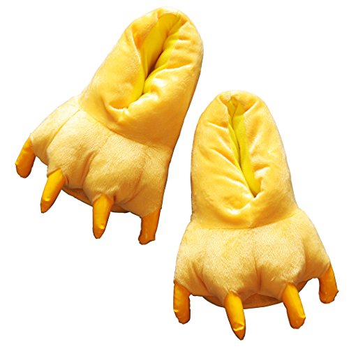 DarkCom Unisex Animal Zapatillas de Casa de Felpa, Adulto Animal Garra Dinosaur Claws Cotton Invierno Espesar Calido Zapato Slippers para Halloween Cosplay (M (31-38 EU), Amarillo) Cover