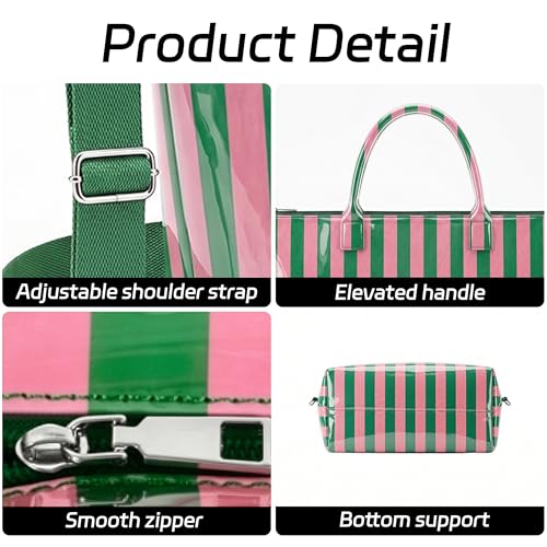 Image of GISMTR Large PVC Tote Bag for Women Letters Print Handbags Kraft Paper Shoulder Bag for Work Travel