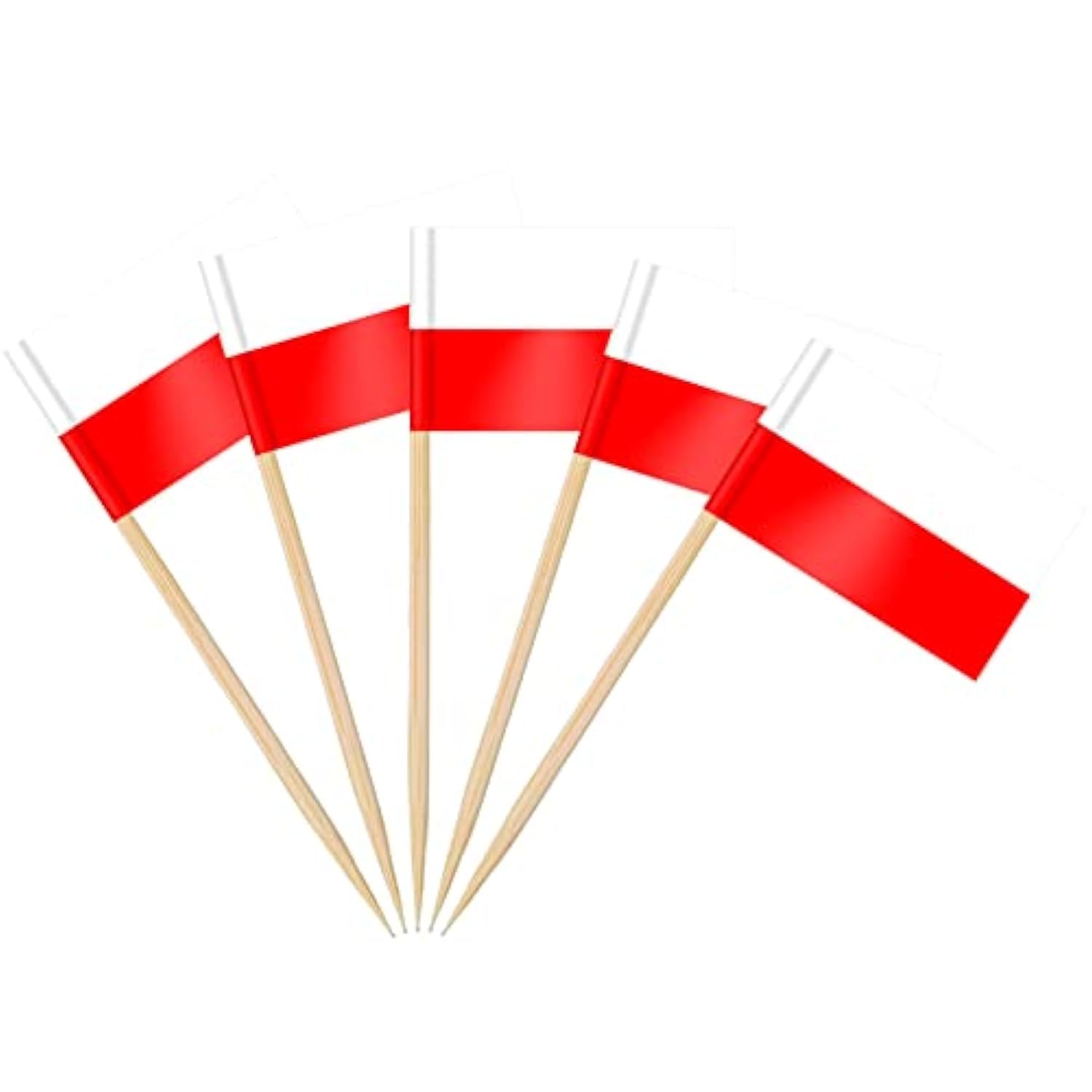 AhfuLife 100/200pcs Poland Toothpick Flags Cake Toppers, Polish Cocktail Stick Flag for Sandwich Food Cupcake Toppers Tableware World Cup Party Supplies Pub Royal Event Decor (200 Pcs) — image 1