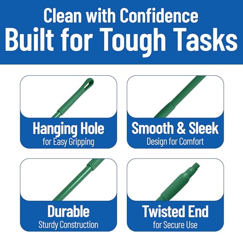 Image of SPARTA 41225EC09 Fiberglass Broom Handle, Mop Handle, Replacement Handle with Acme Threaded Tip for Commercial Cleaning, 48 Inches, Green, (Pack of 12)