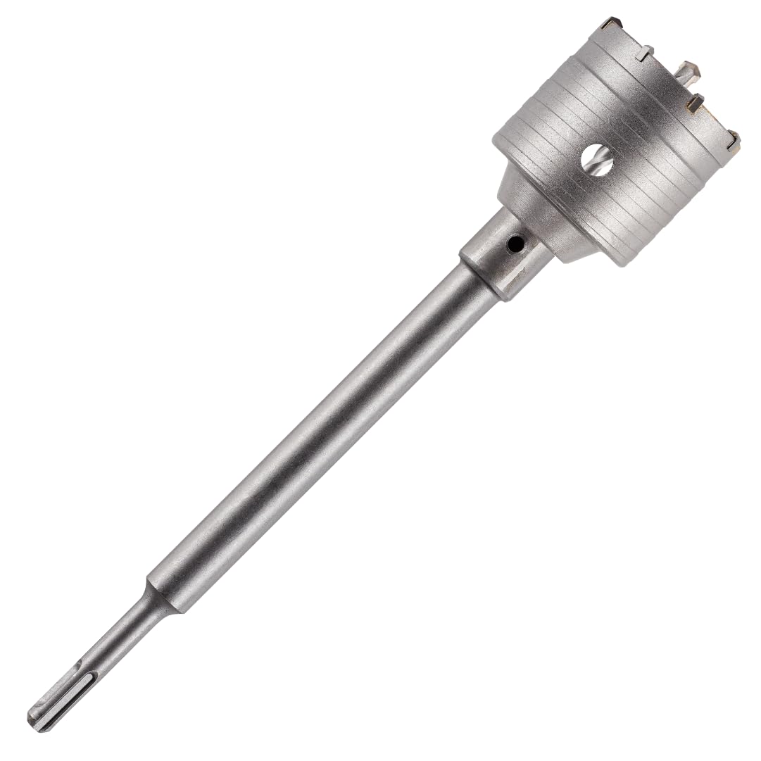 60mm TCT Core Drill Bit + SDS Adapter + Tungsten Carbide Tipped Pilot Drill For Concrete, Masonry, Brick, Aerated Block Etc. Concrete Hole Saw Wall Drill Bit Set With 240mm Long SDS Extension Bar