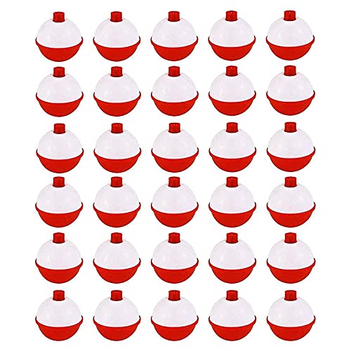 pizarra 30Pcs Fishing Bobbers 1 Inch, Button Fishing Floats Red and White,Fishing Float and Bobbers