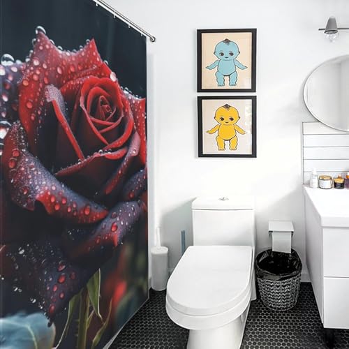 Rideau de douche rose 152x183 cm en polyester lavable avec 12 crochets