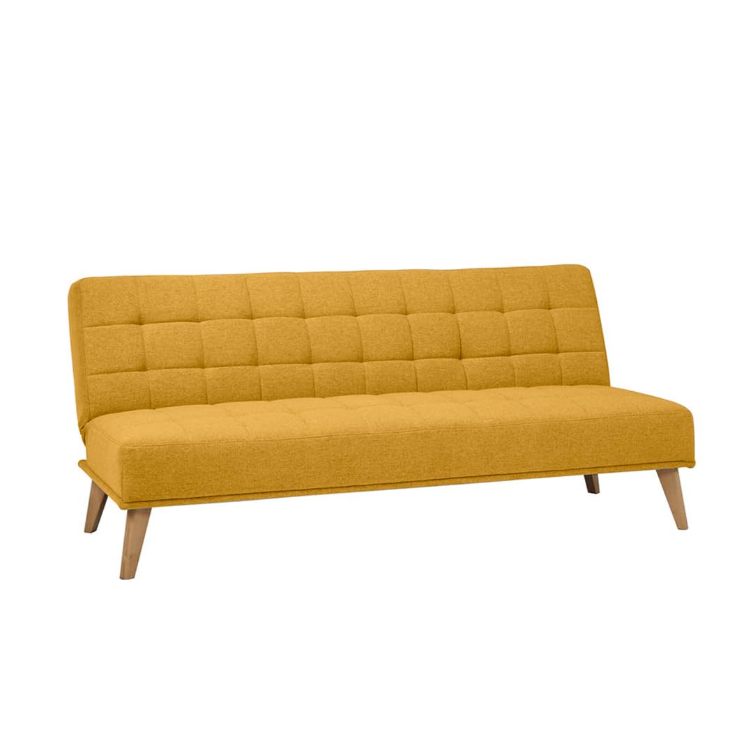 SHIITO | Modelo Versalles - Sofá Cama con Apertura Clic-Clac | Donde la Elegancia y el Confort se encuentran | Diseño Capitoné en Color Mostaza | 189.5 x 88 x 89 cm