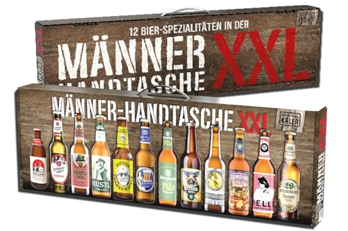 Kalea | XXL Männerhandtasche | 12 x 0,33l Bierspezialitäten aus Privatbrauereien | Biergeschenke für Männer und Frauen