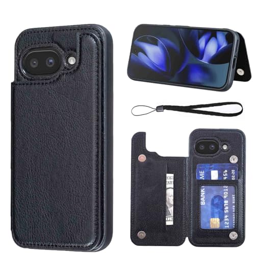 【Aqier】For Pixel 9A 用 レザーケース (ブラック) グーグル ピクセル9a ケースカード入れ 片手操作 バック?カバー pixel9a 黒