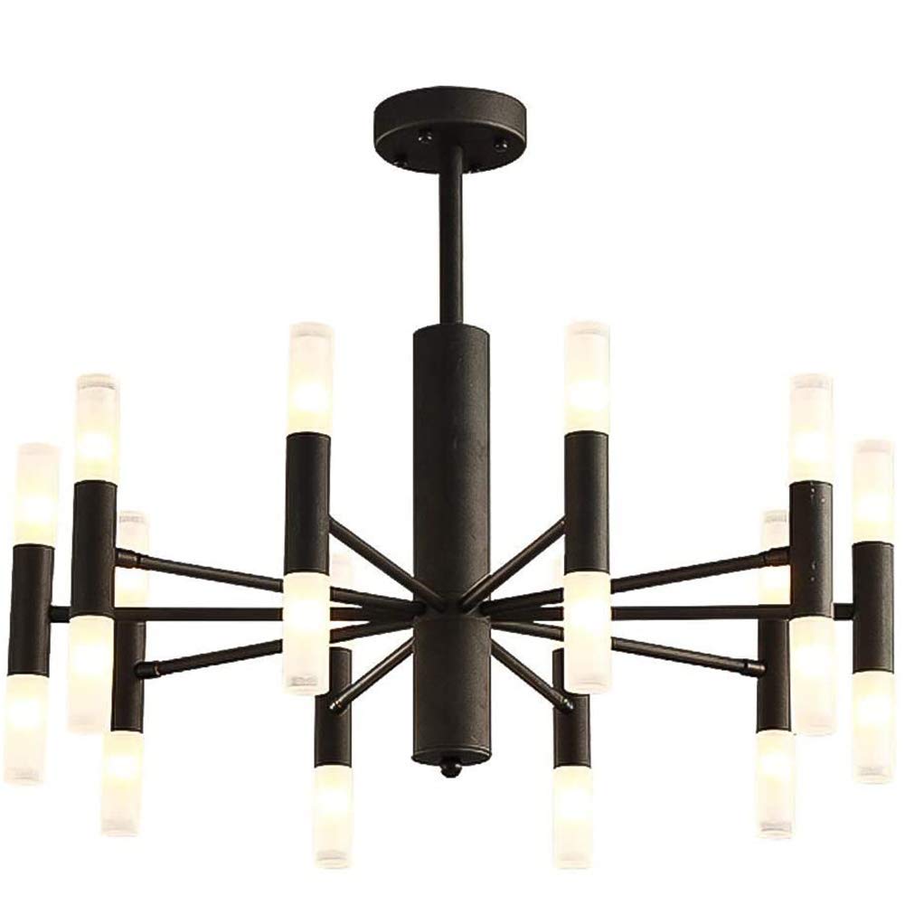 KXEcoLife Modern Sputnik Chandelier 10 Lights Acrylic Lampshade Pendant Light Fixture Simple Ceiling Kitchen Dining Room Living Room,Black,68Cm(27Inch)