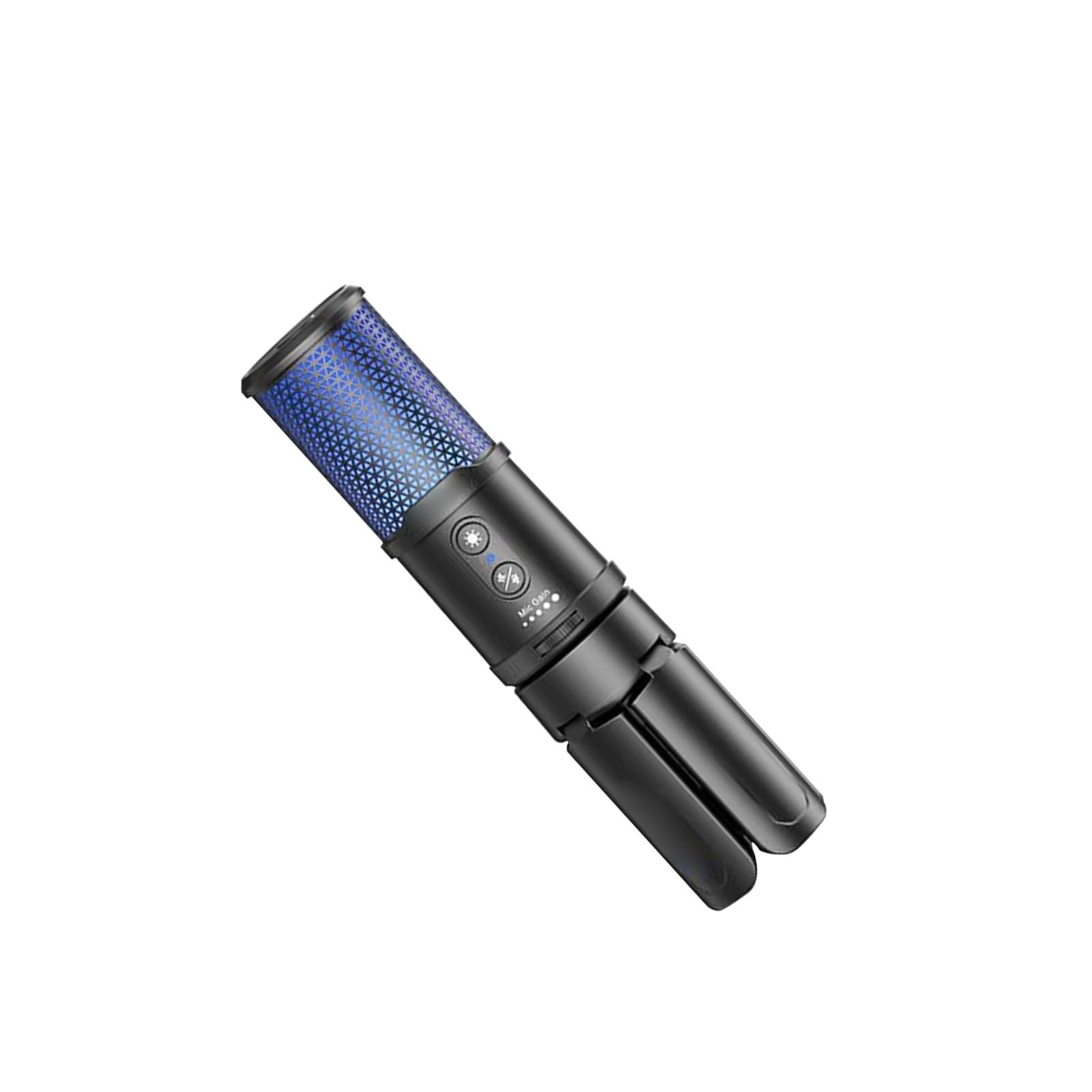 Microfono a Condensatore USB con Riduzione del Rumore AI e Monitoraggio in Tempo Reale per Streaming e Podcasting, Supporto Regolabile, 48kHz, 12,7 Once