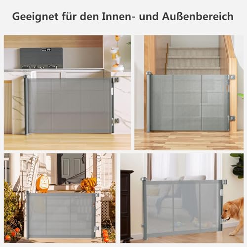Einziehbares Hundegitter ohne Bohren, Kein Bohrer Ausziehbare Babygitter für Treppen Erweiterbar auf bis zu 150 cm breites Hundegitter für Türen, Flure, drinnen und draußen