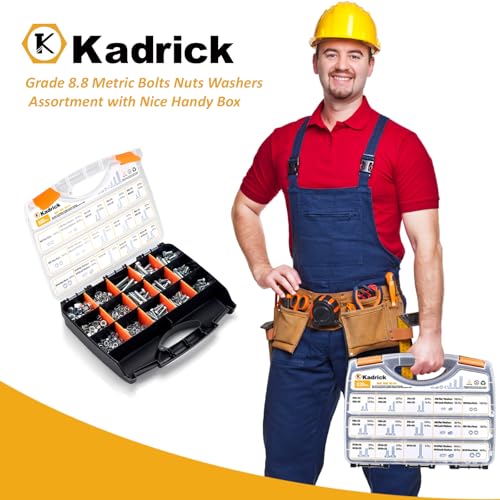 Image of Kadrick 820Pcs Metric Bolt Assortment,Grade 8.8 M6 M8 M10 Hex Heavy Duty Bolts and Nuts Kit,M6-1.0 M8-1.25 M10-1.5 (12mm to 45mm),Eco-Friendly Zinc Plated