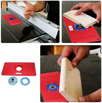 Aluminum Router Table Insert Plate w/ 2 Router Insert Rings, Electric Wood Milling Trimming Machine Flip Plate For Woodworking Benches Router RT0700C red