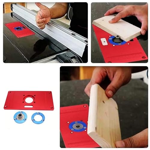 JCFANTS Placa de inserção de mesa de alumínio com 2 anéis de inserção de roteador, placa flip para f